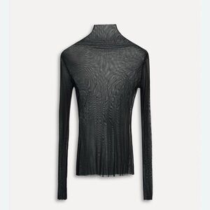 Zara 50 Anniversary Black 100% silk Sheer Long Sleeve top